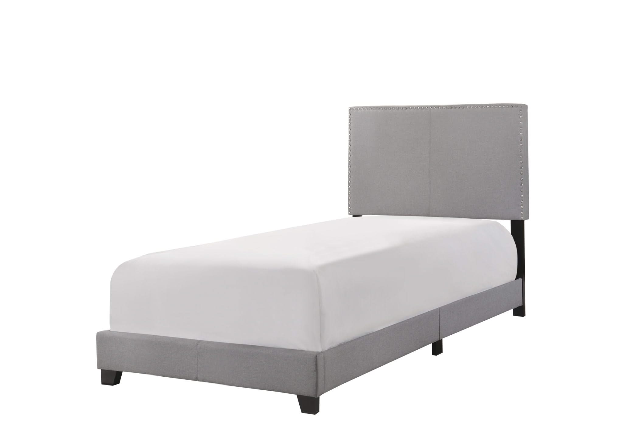 Erin - Twin Nailhead Bed - Gray