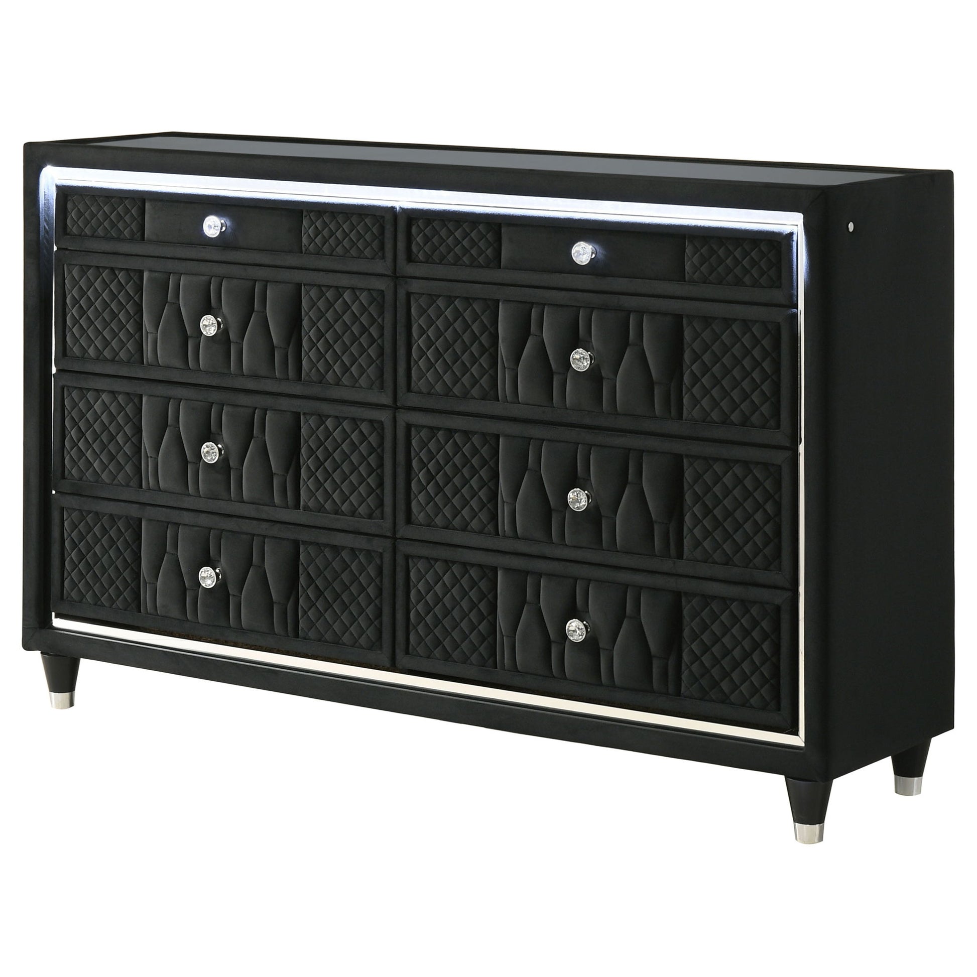 Lorient 8-Drawer LED Bedroom Dresser Cabinet Black