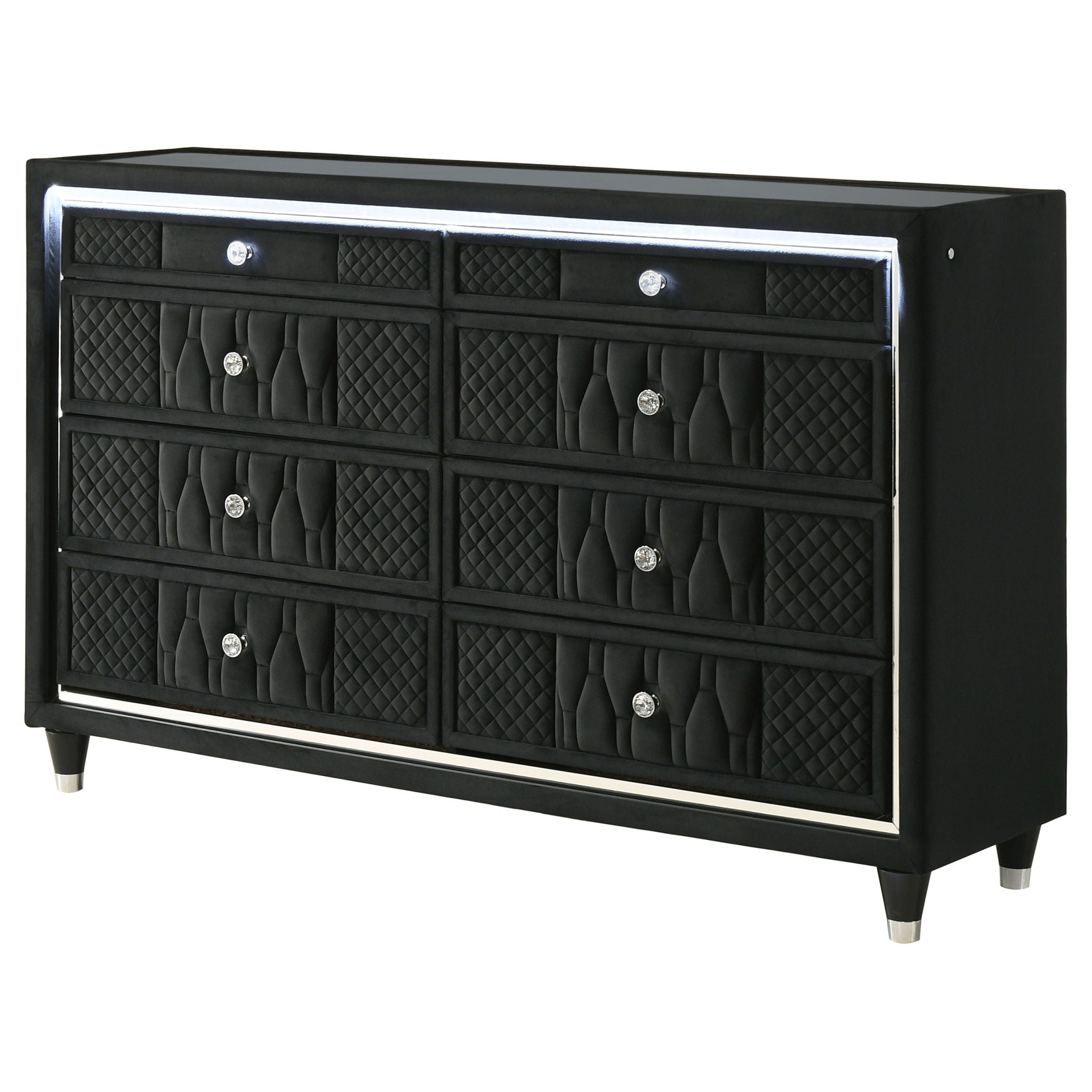 Lorient 8-Drawer LED Bedroom Dresser Cabinet Black