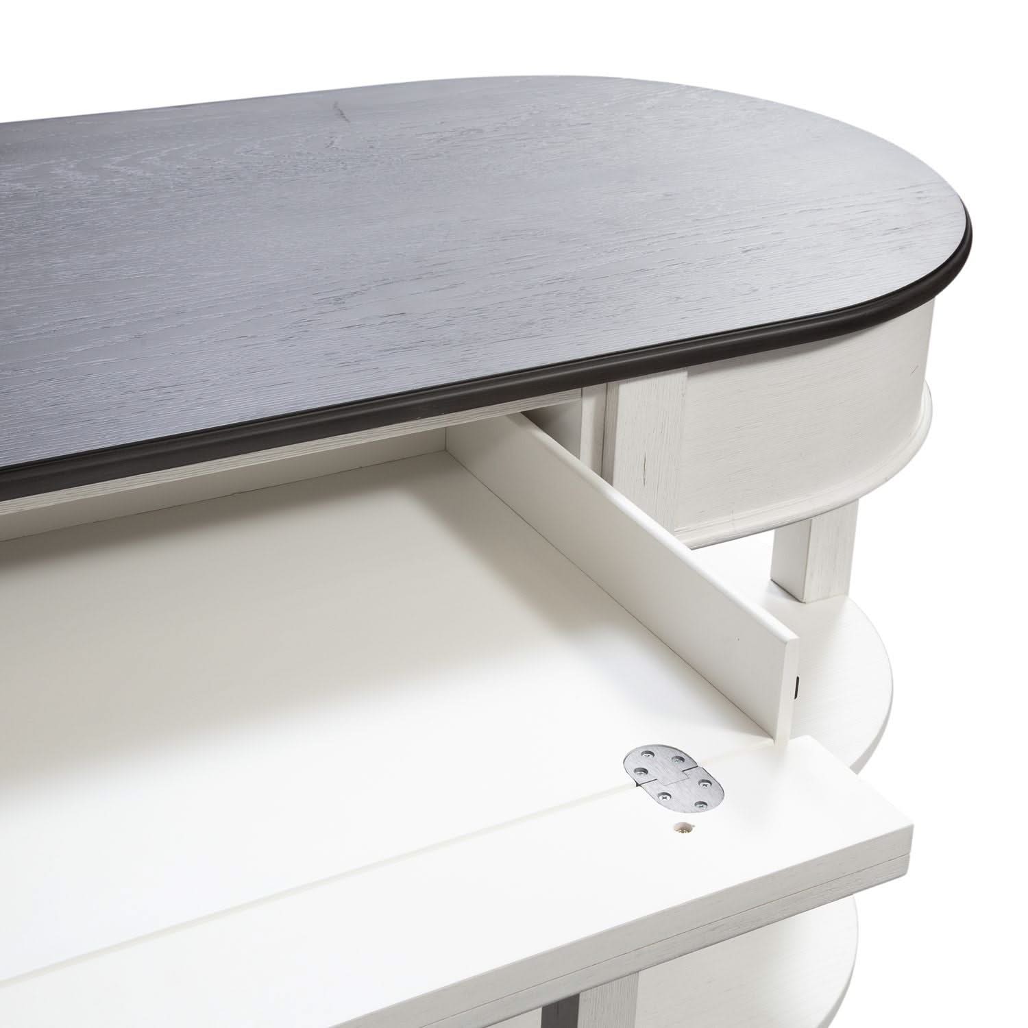 Allyson Park - Optional L Shaped Desk Set - Wirebrushed White / Charcoal