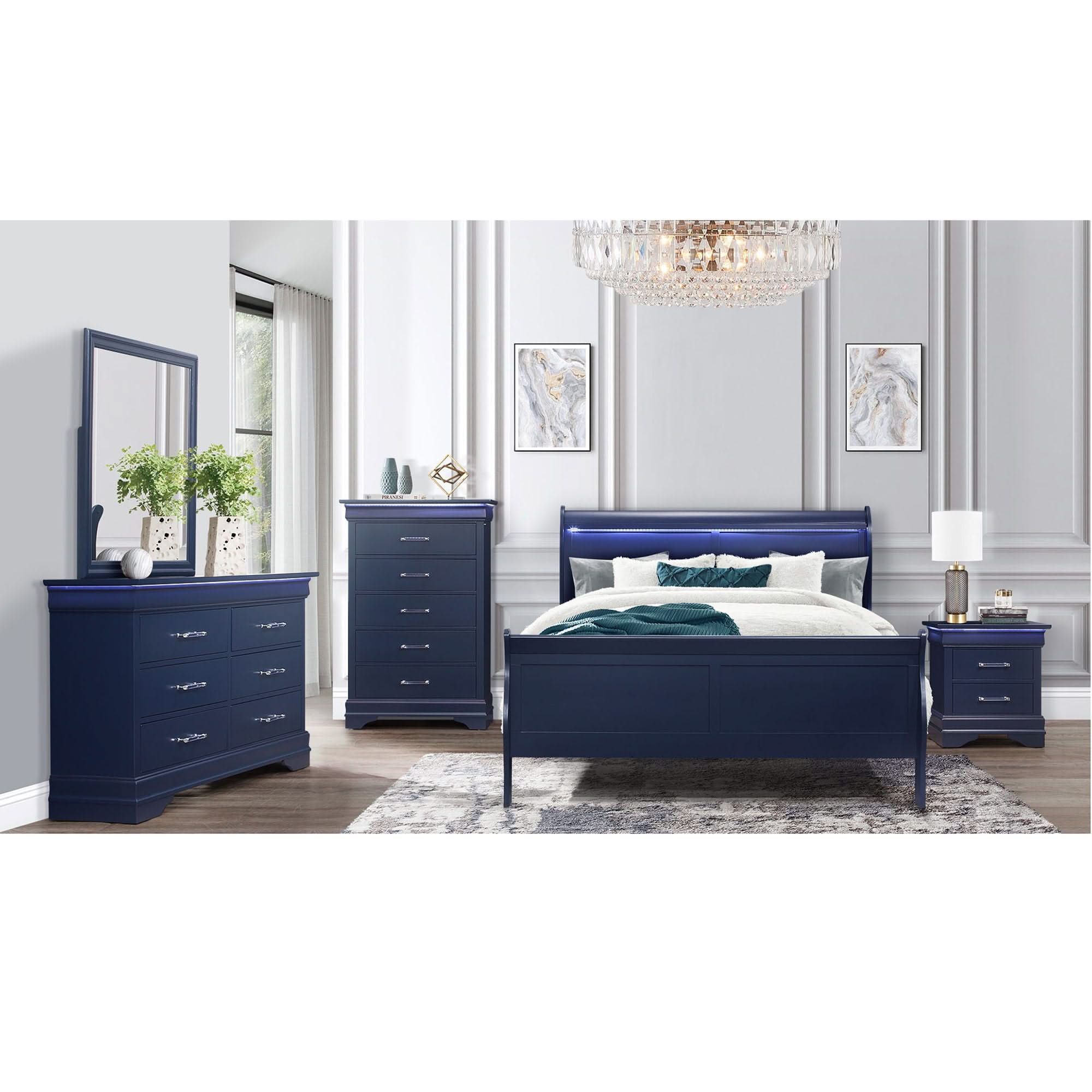 Charlston - 5 Piece Bedroom Set With LED Headboard