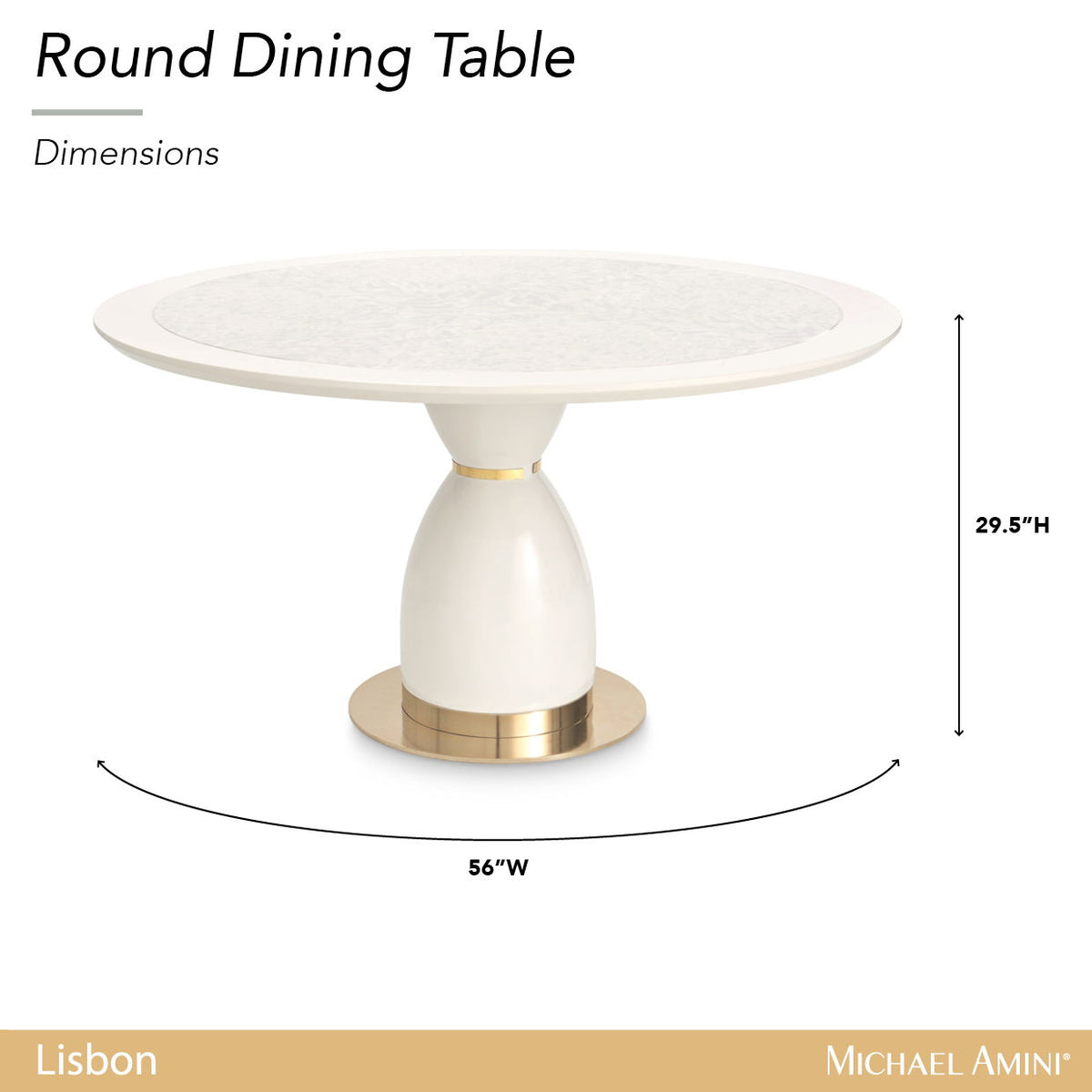 Lisbon - Round Dining Table - Silken Cream