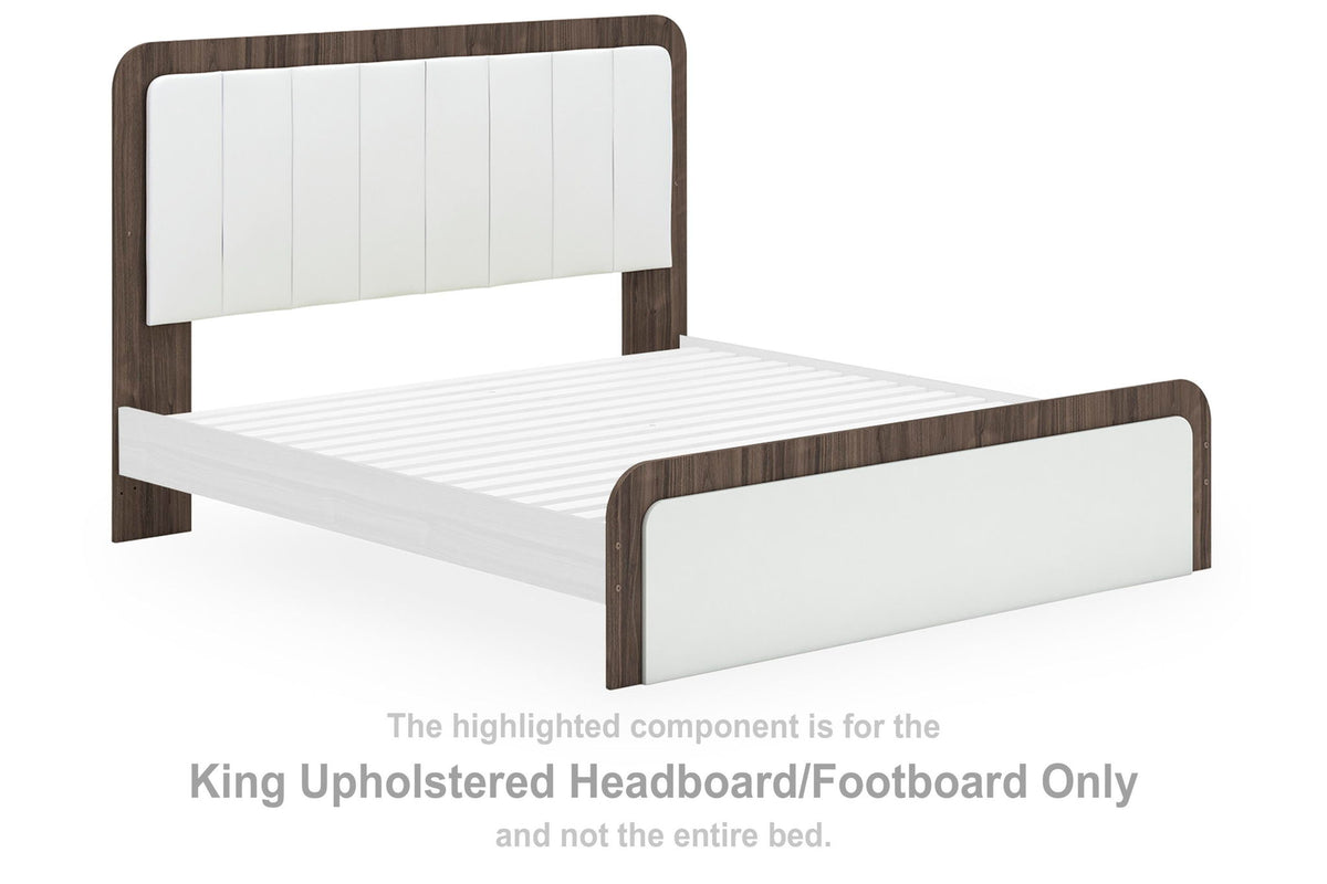 Kendanport - King Upholstered Headboard/Footboard - Brown / White