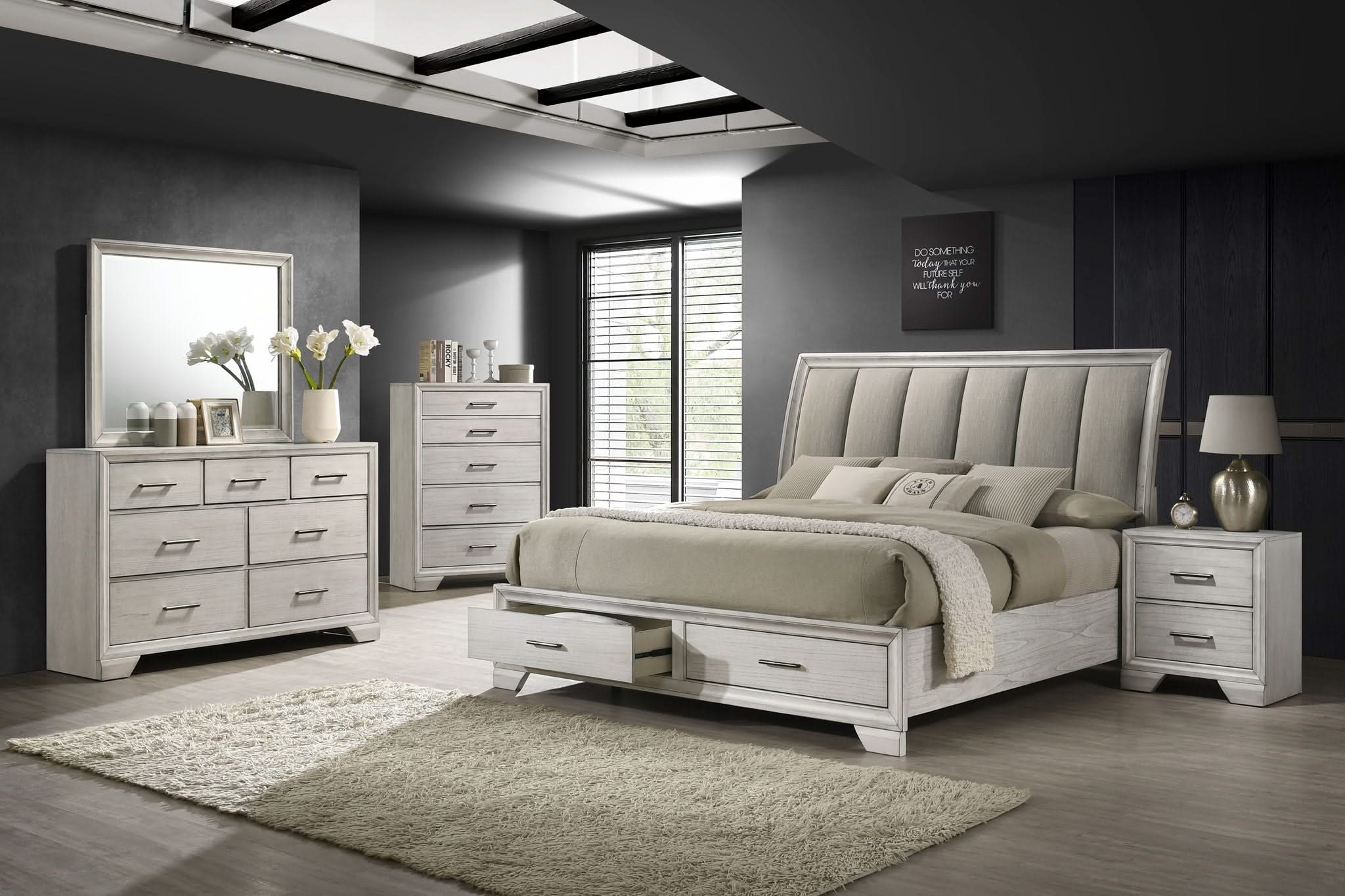 Jaymes - King Storage Bed - White Mist