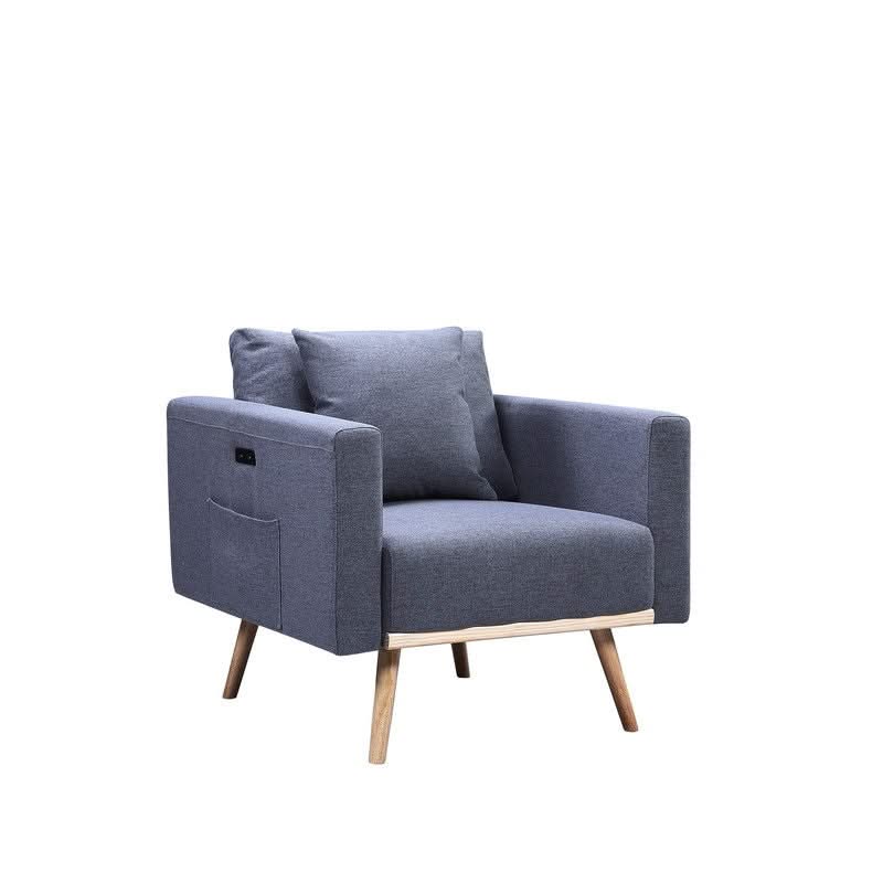 Easton - Fabric Chair With USB Charging Ports Pockets And Pillows