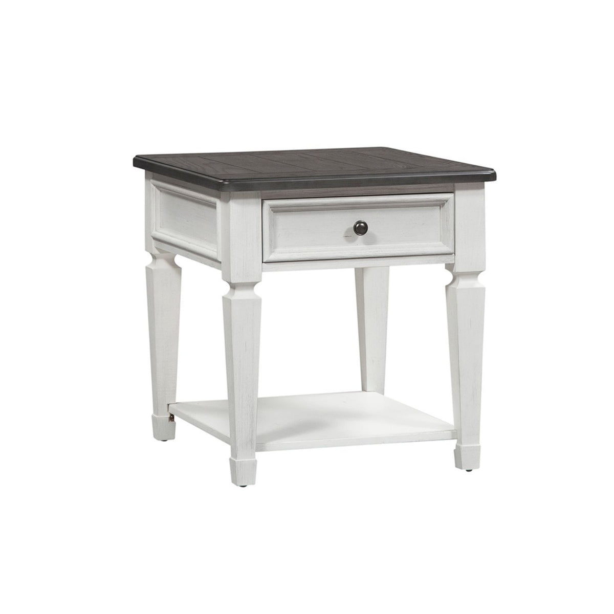 Allyson Park - 3 Piece Table Set - Wirebrushed White / Charcoal