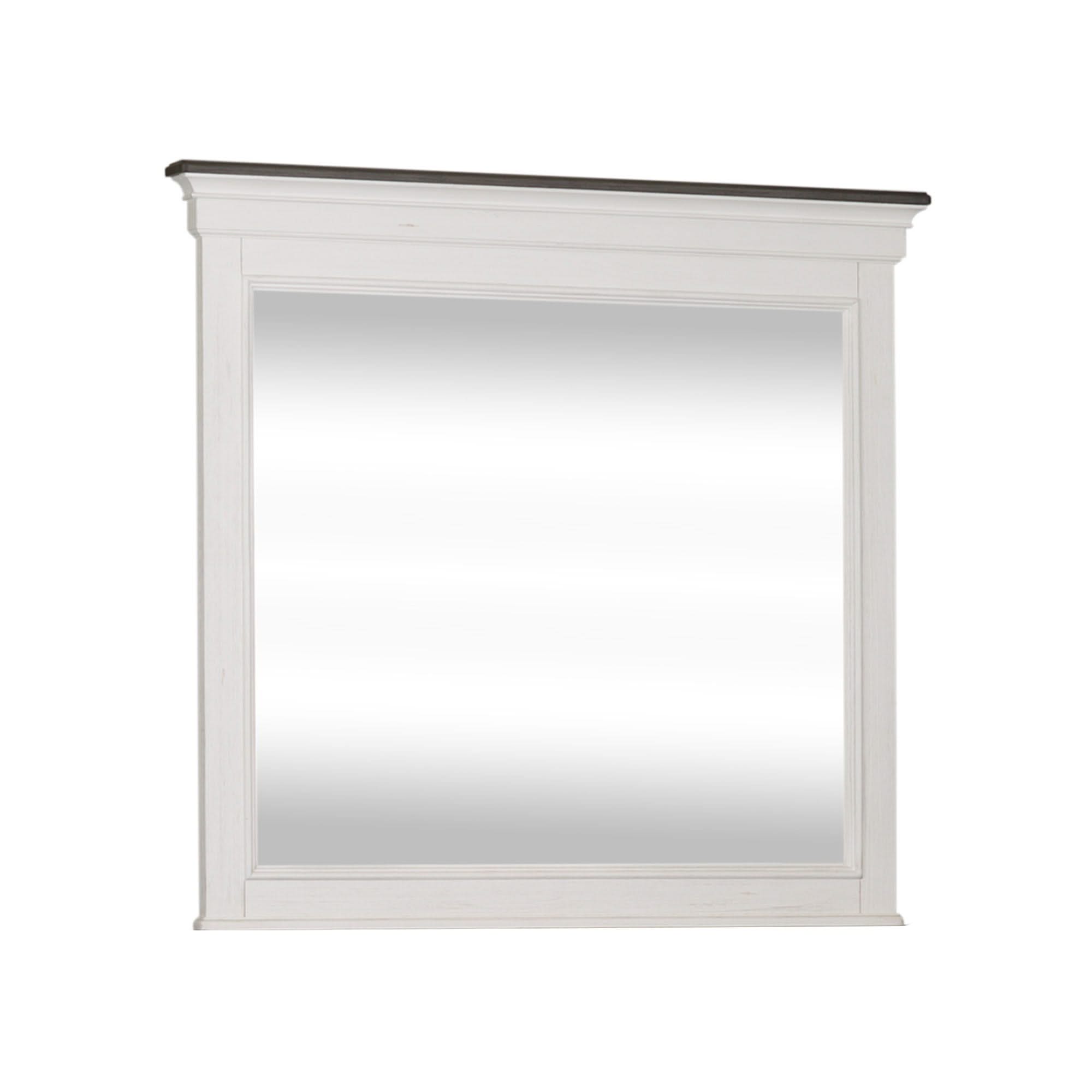 Allyson Park - Crown Mirror - Wirebrushed White / Charcoal