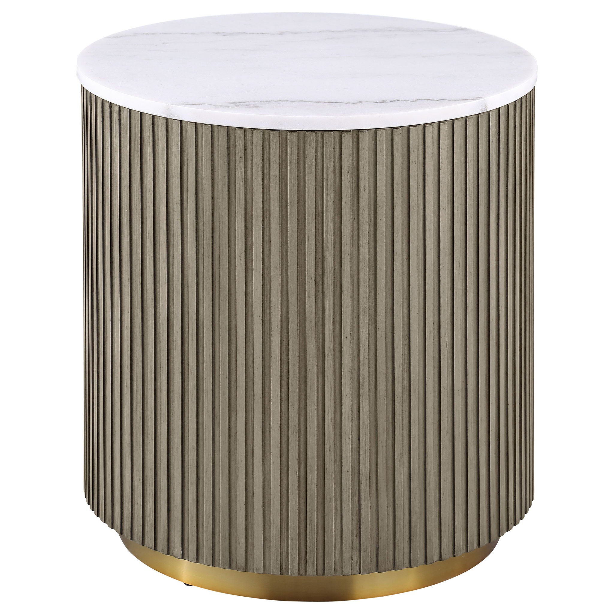 Jason 2-piece Round White Marble Coffee Table Set Greige