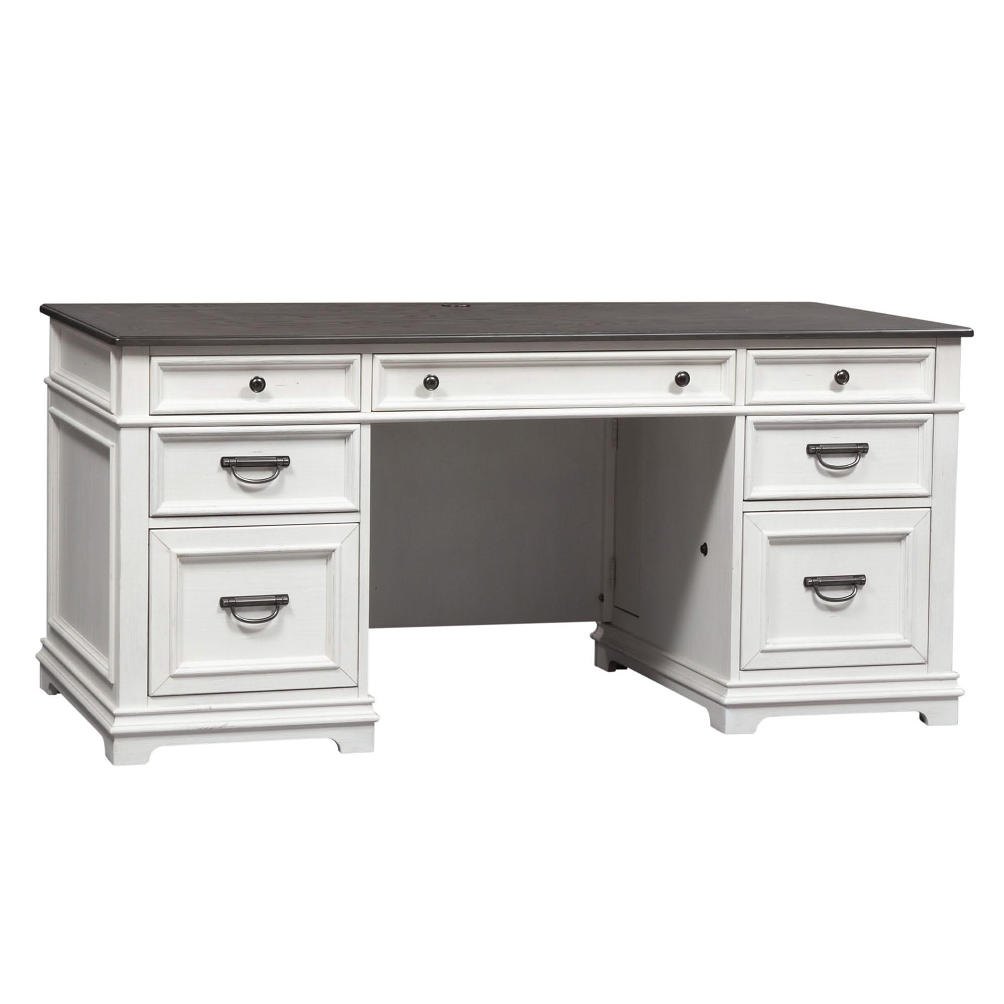 Allyson Park - Desk - Wirebrushed White / Charcoal