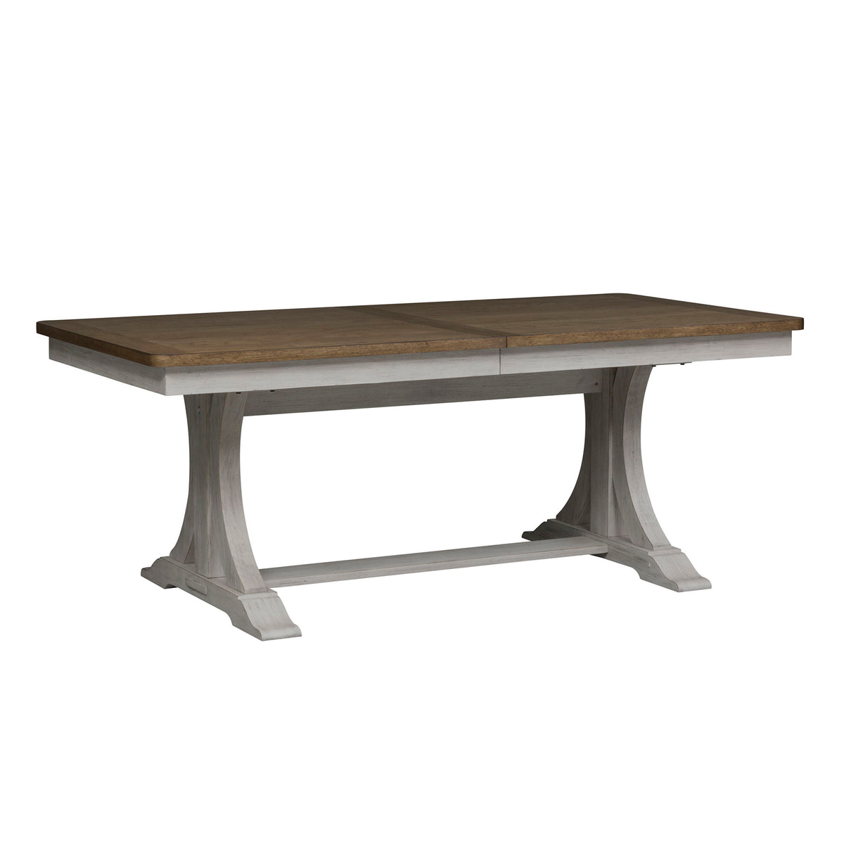 Farmhouse Reimagined - Trestle Table - Antique White / Chestnut Tops