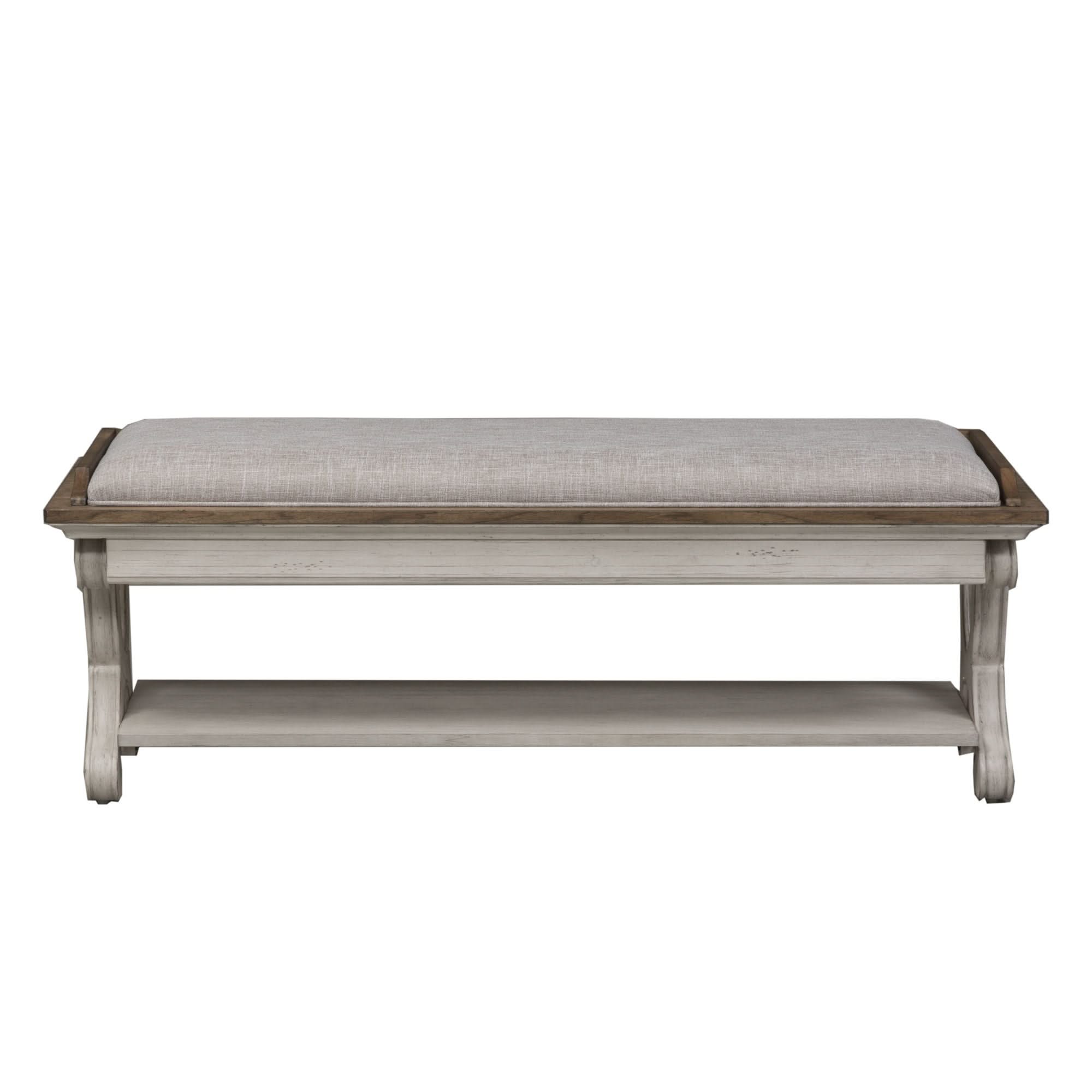 Farmhouse Reimagined - Bed Bench - Antique White / Chestnut Tops