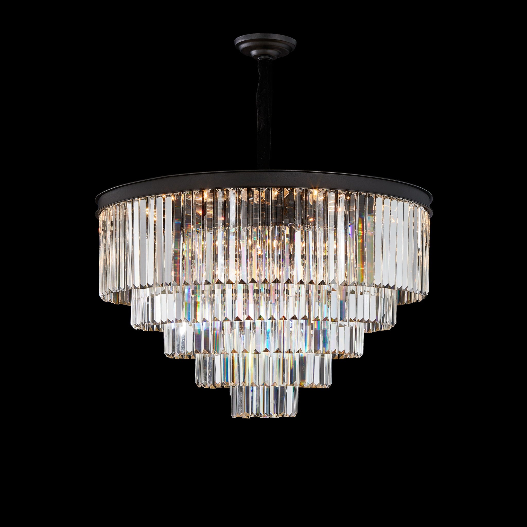 Michael Amini Lighting - Allure 21-Light Round Crystal Chandelier - Matte Black / Pearl Silver