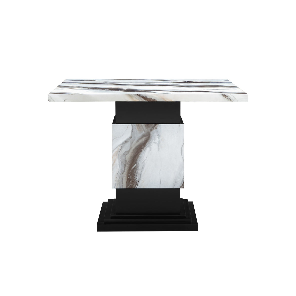 Sammi - Bar Table With And Pedestal Base - Black / White Print