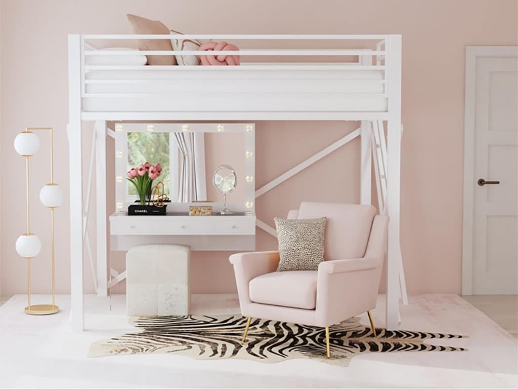 Waverly Full Loft Bunk Bed with Ladder – Available in Black or White