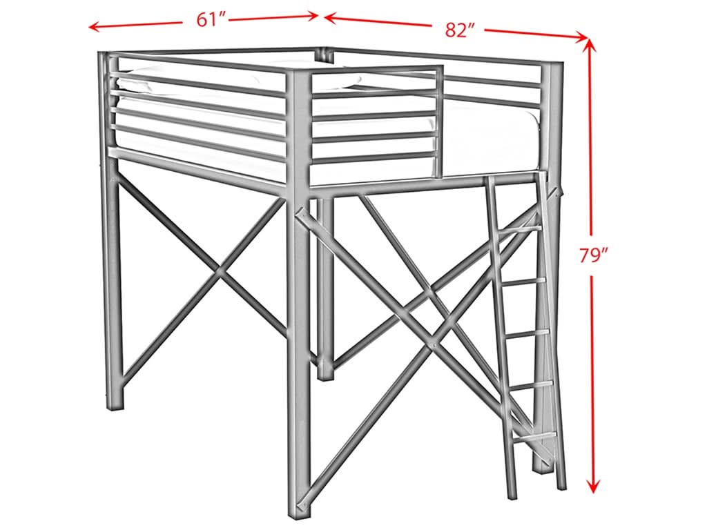 Waverly Full Loft Bunk Bed with Ladder – Available in Black or White