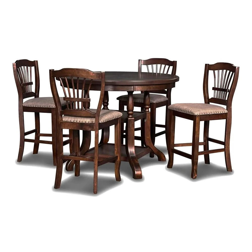 Emma Espresso Cherry 5 Piece Counter Height Dining Set