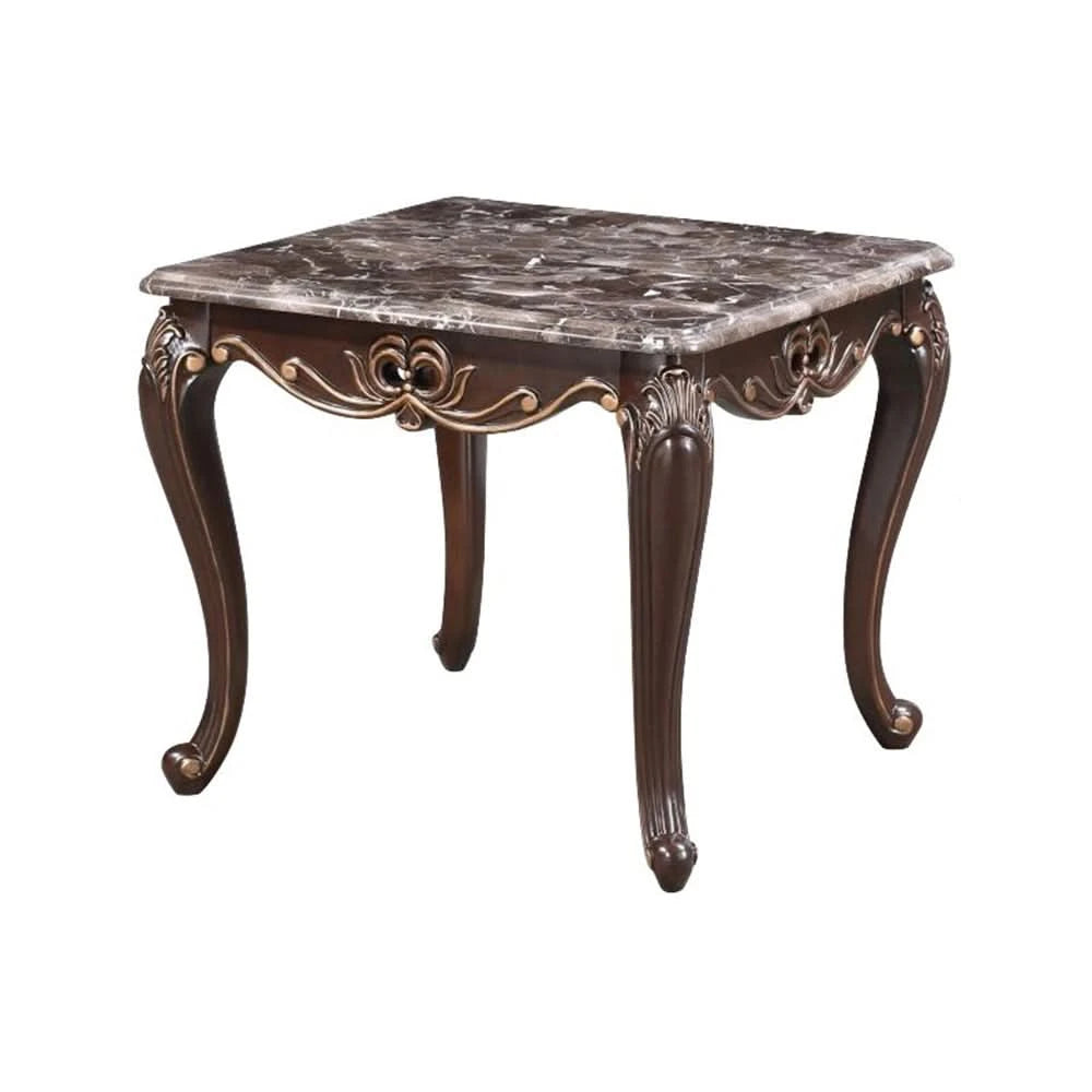 Esther Beige Traditional Sofa and Loveseat Living Room Package with Marble Top Table Set & Rug
