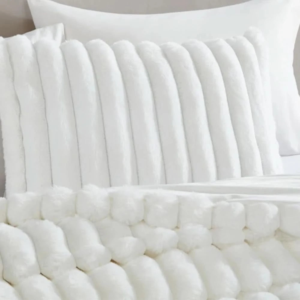 Evolve Taupe Queen or King 4PC Comforter Set with Faux Fur Finish