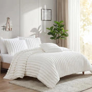 Evolve Taupe Queen or King 4PC Comforter Set with Faux Fur Finish