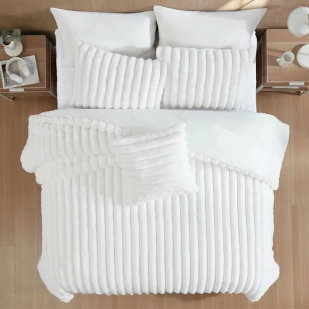 Evolve Taupe Queen or King 4PC Comforter Set with Faux Fur Finish