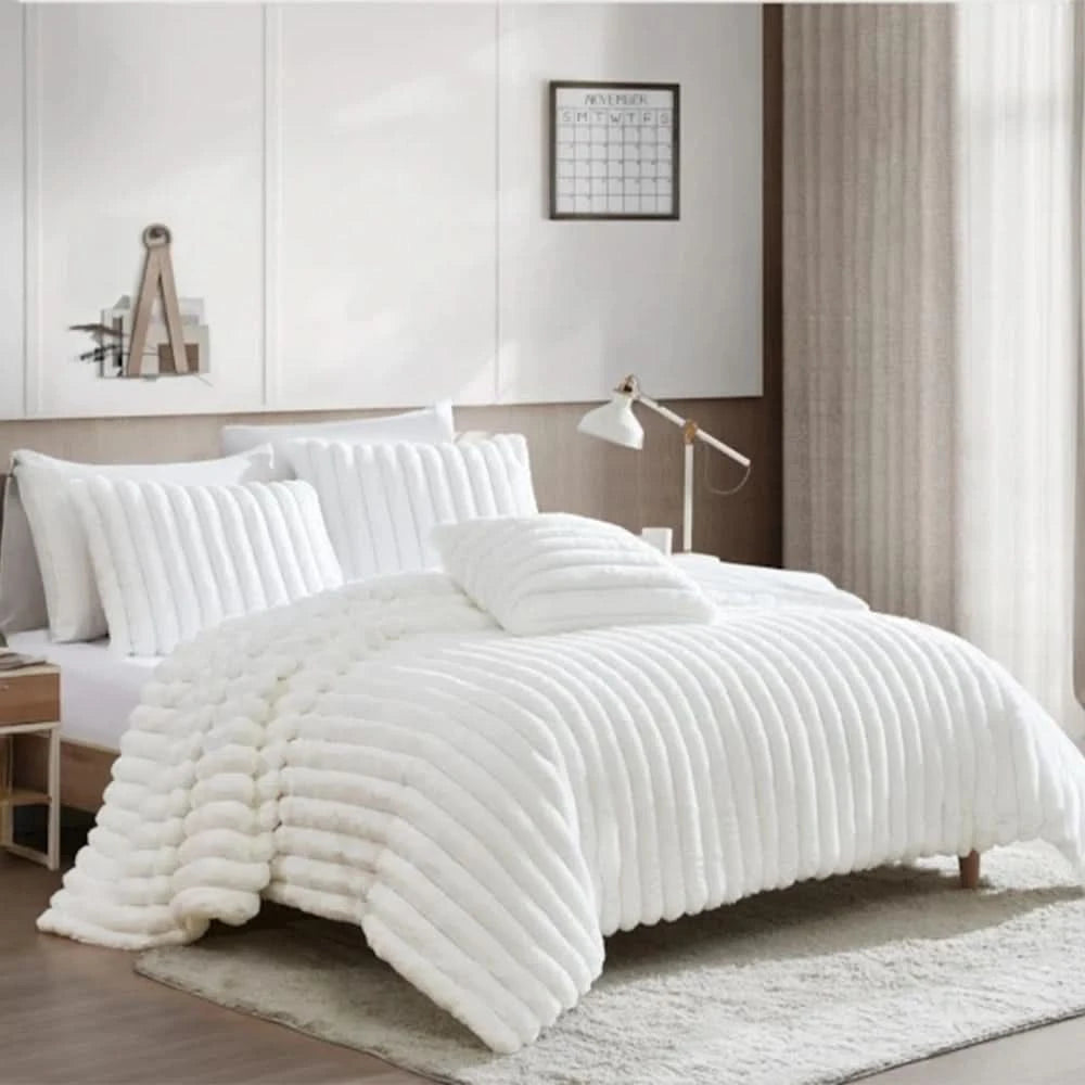 Evolve Taupe Queen or King 4PC Comforter Set with Faux Fur Finish