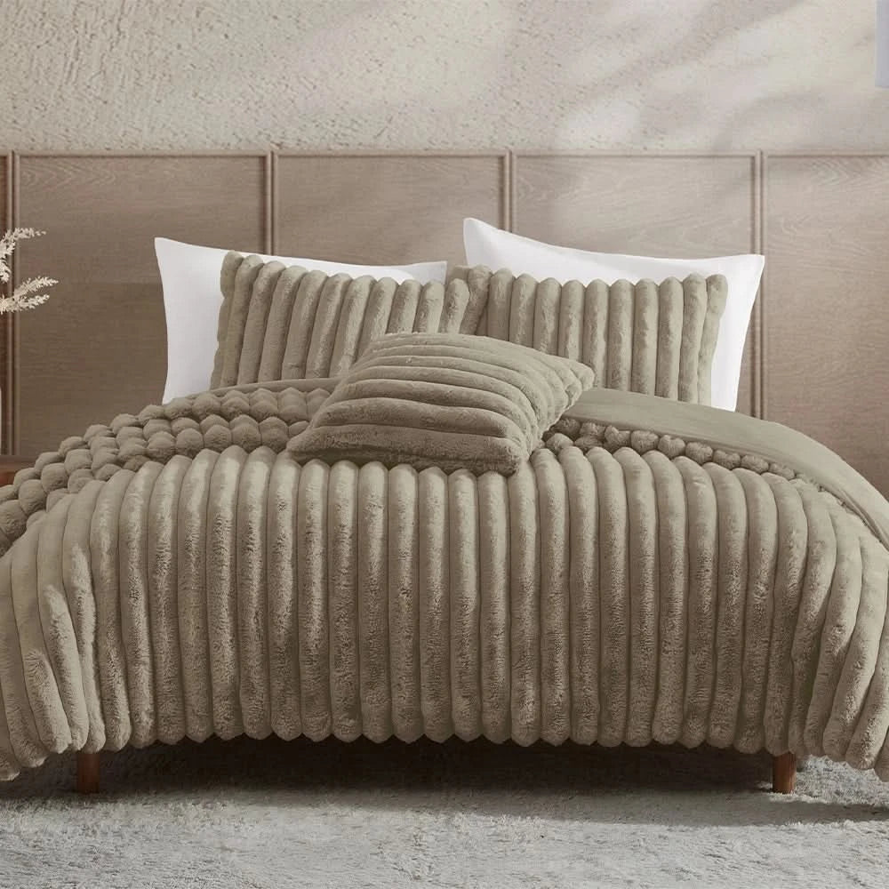 Evolve Brown or Taupe 4PC Comforter Set with Modern Textured Style