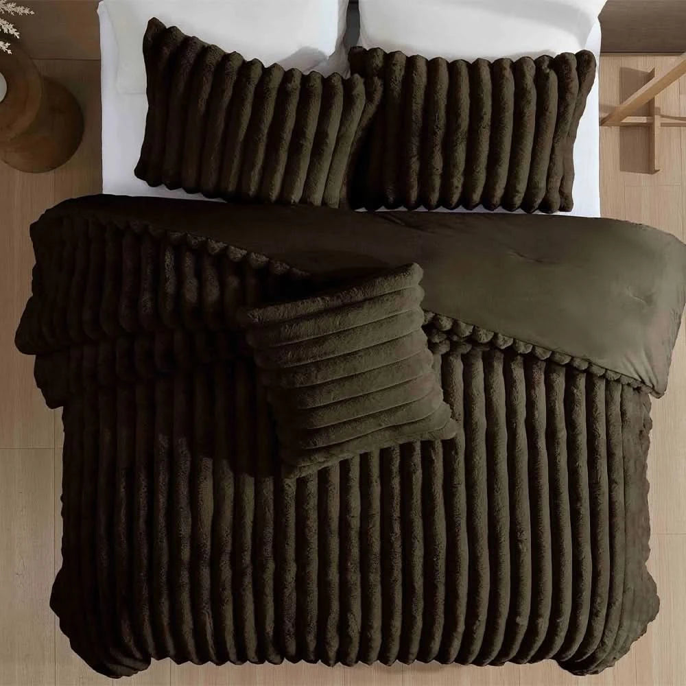 Evolve Brown or Taupe 4PC Comforter Set with Modern Textured Style