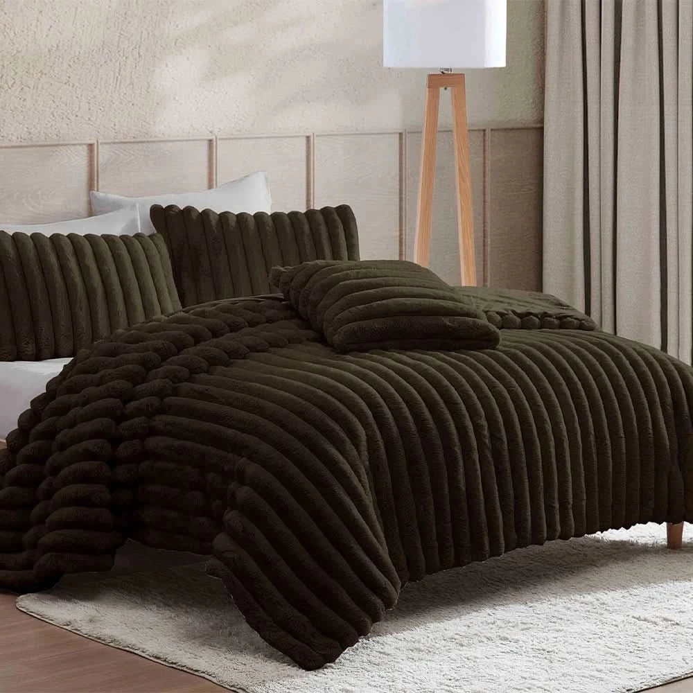 Evolve Brown or Taupe 4PC Comforter Set with Modern Textured Style