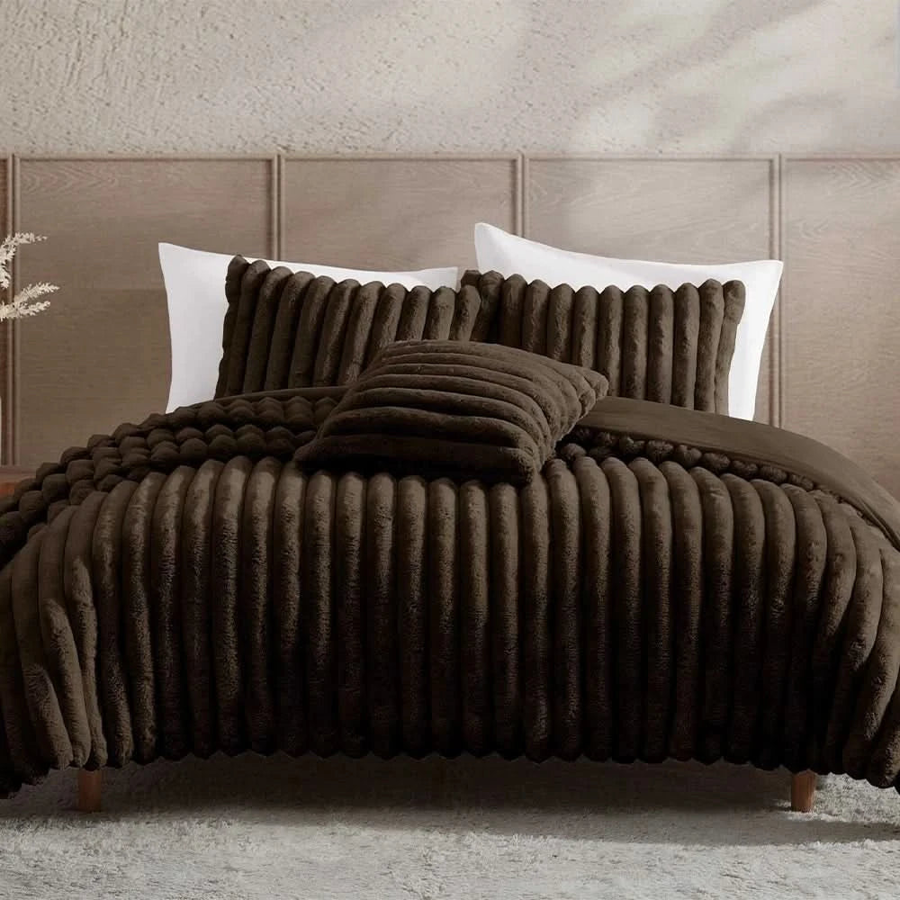 Evolve Brown or Taupe 4PC Comforter Set with Modern Textured Style