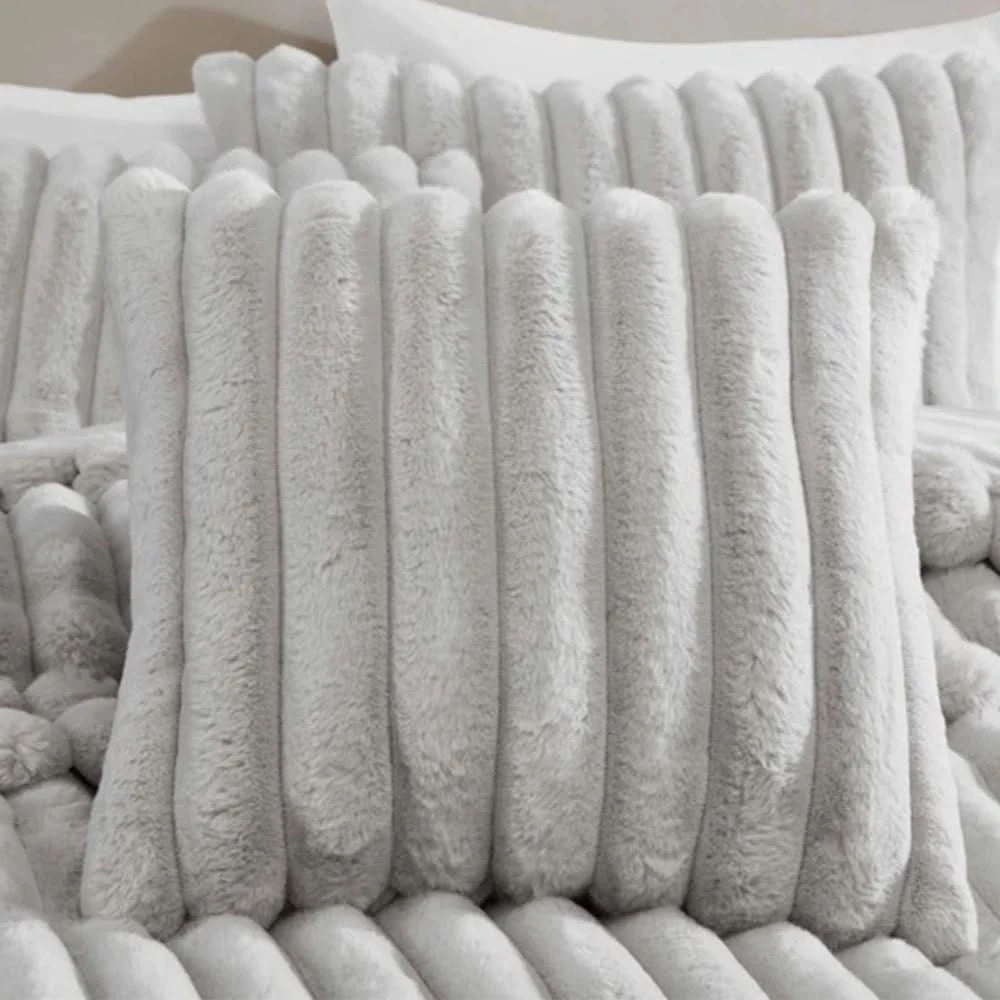 Evolve Grey Queen or King 4PC Comforter Set with Faux Fur Finish