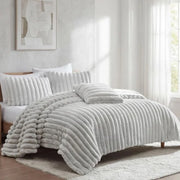 Evolve Grey Queen or King 4PC Comforter Set with Faux Fur Finish