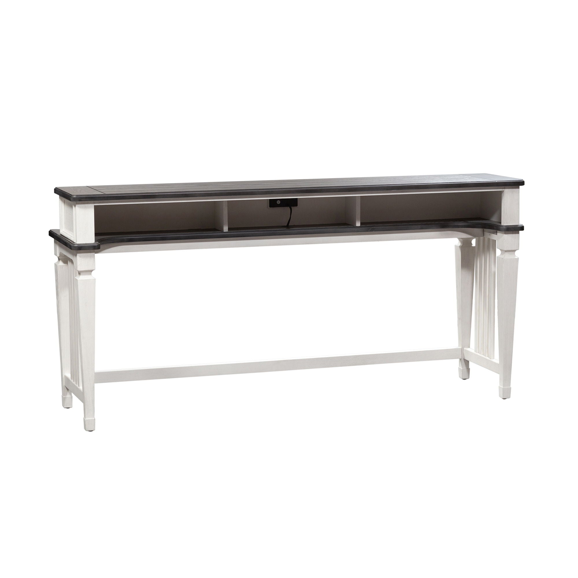 Allyson Park - Console Bar Table - Wirebrushed White / Charcoal