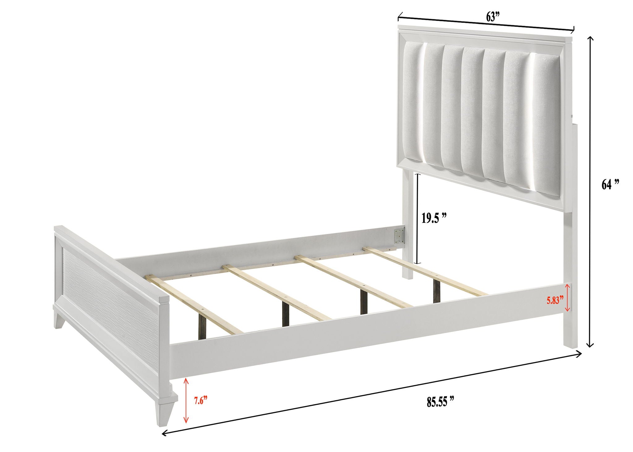 Cressida - Queen Bed With Slats - White