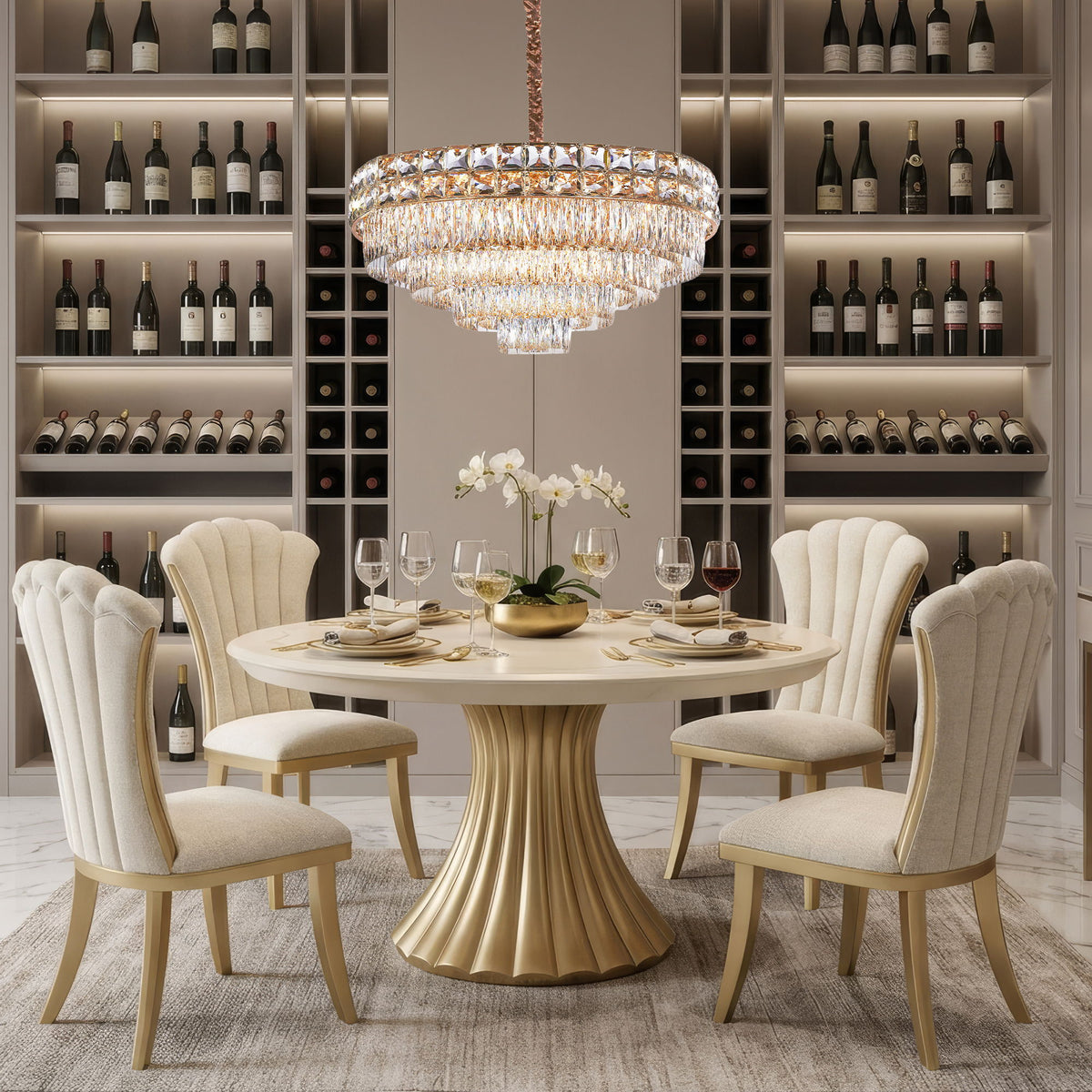 Michael Amini Lighting - Soleil 22-Light Crystal Chandelier - Gold