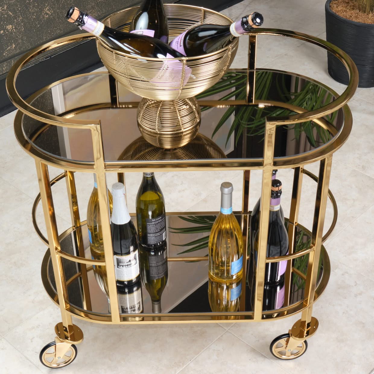 Savannah Breeze - Bar Cart - Bright Gold