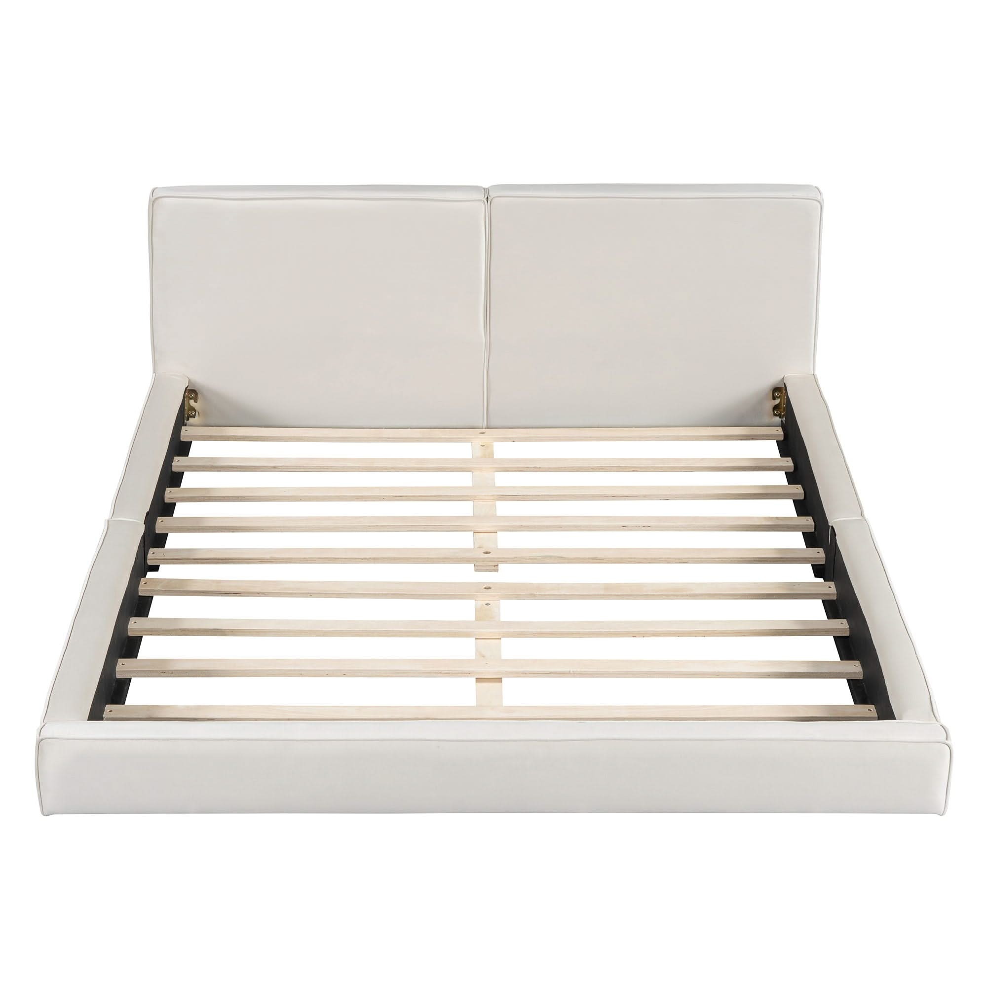 Upholstered Platform Bed, Grounded Bed With Solid Frame