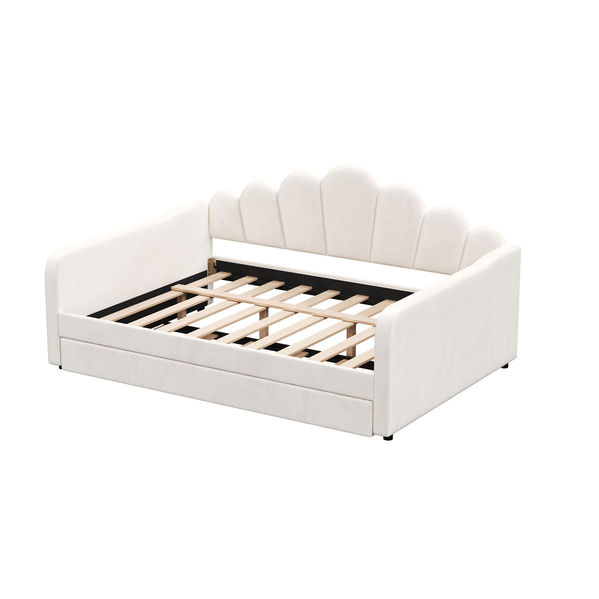 Shell Shaped Upholstered Daybed Frame With Slats