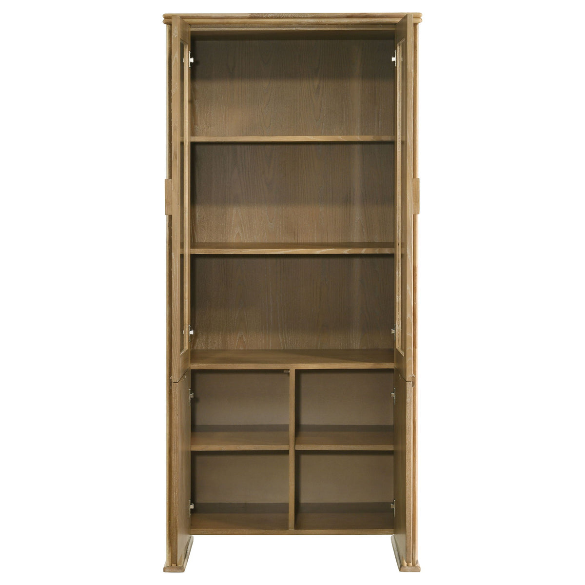 Adina 77-inch Tall Display Cabinet Distressed Light Brown