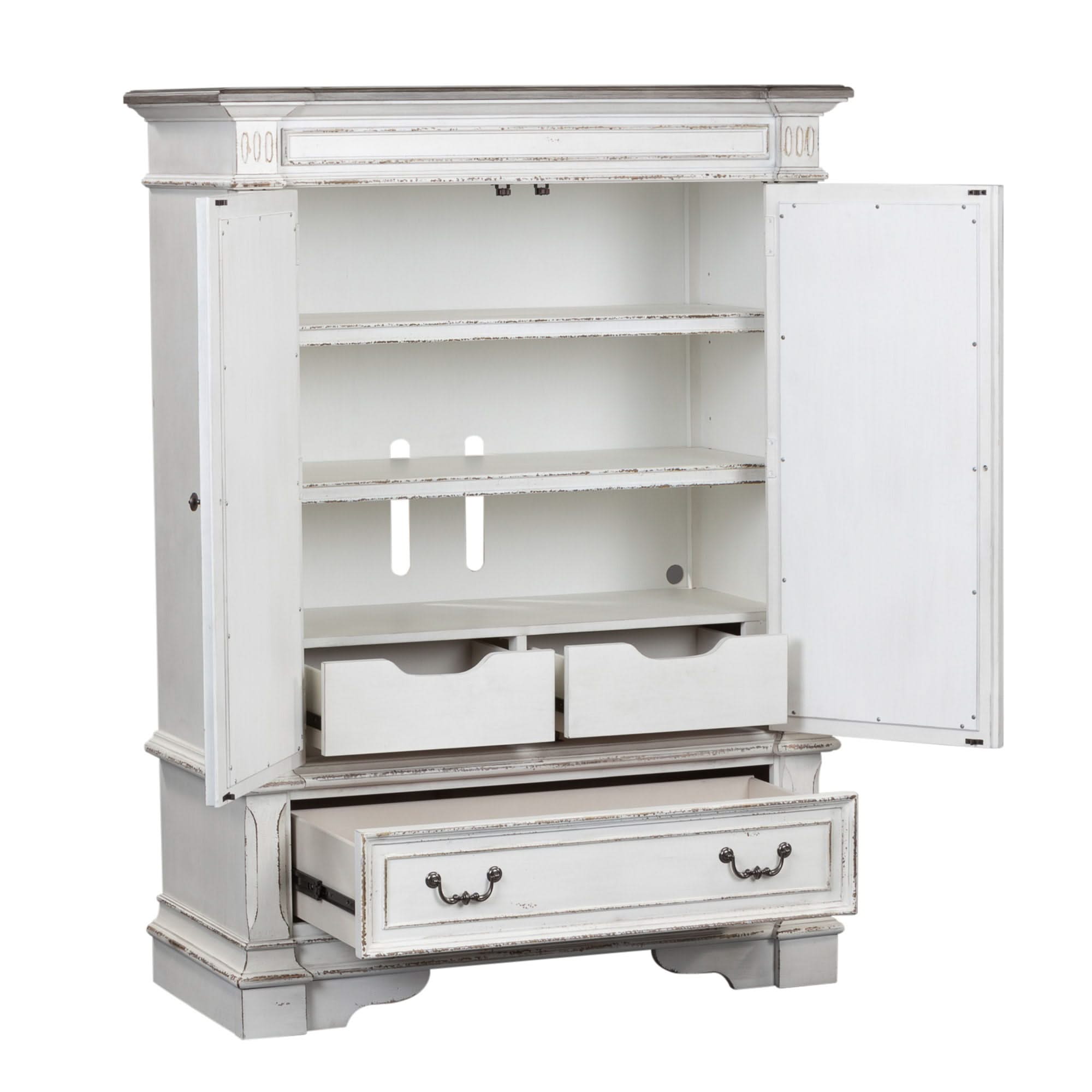 Abbey Park - Mirrored Door Chest - Antique White