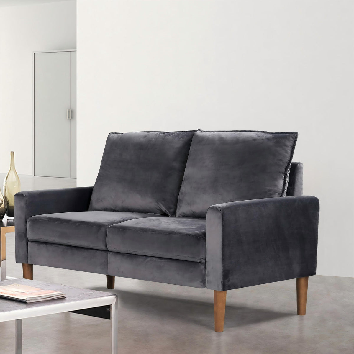 Upholstered Loveseat Sofa, 2 Seater Couch For Living Room Apartment