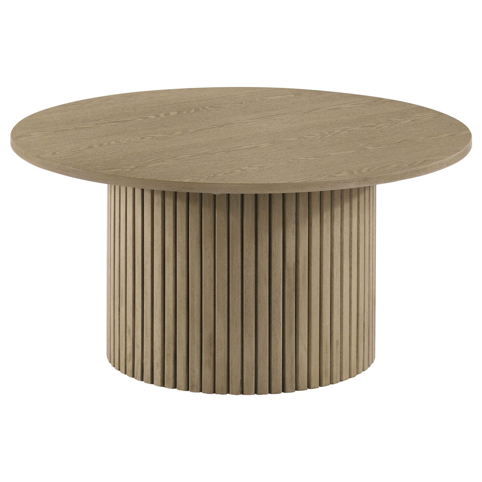 Hamlyn 3-piece Round Fluted Coffee and End Table Set Natural Oak