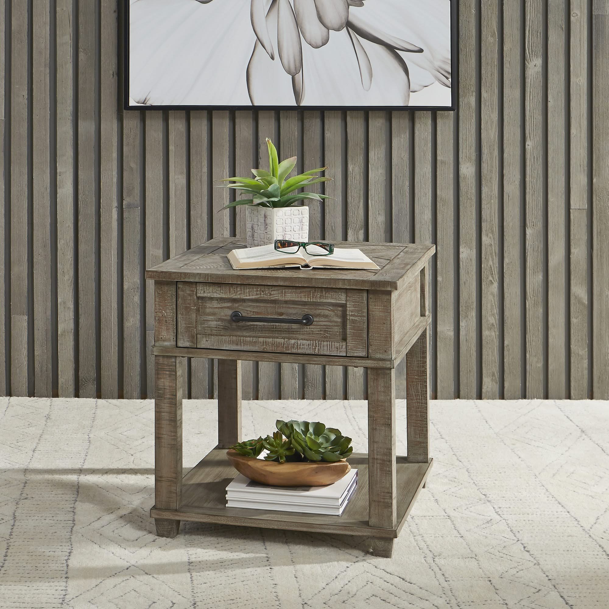 Parkland Falls - Rectangular End Table - Weathered Taupe