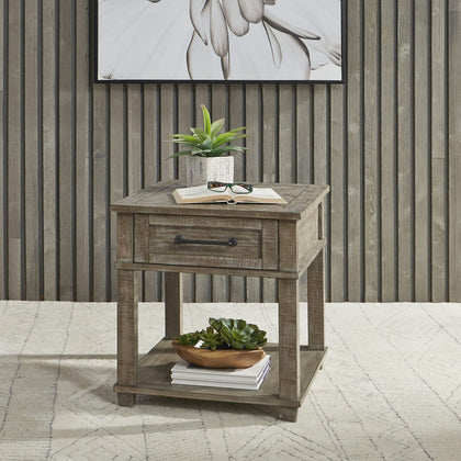 Parkland Falls - Rectangular End Table - Weathered Taupe
