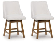 Cabalynn - Upholstered Swivel Barstool (Set of 2) - Oatmeal / Light Brown