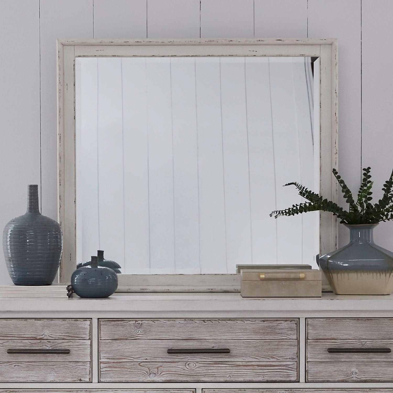 Backroads - Landscape Mirror - Weathered White