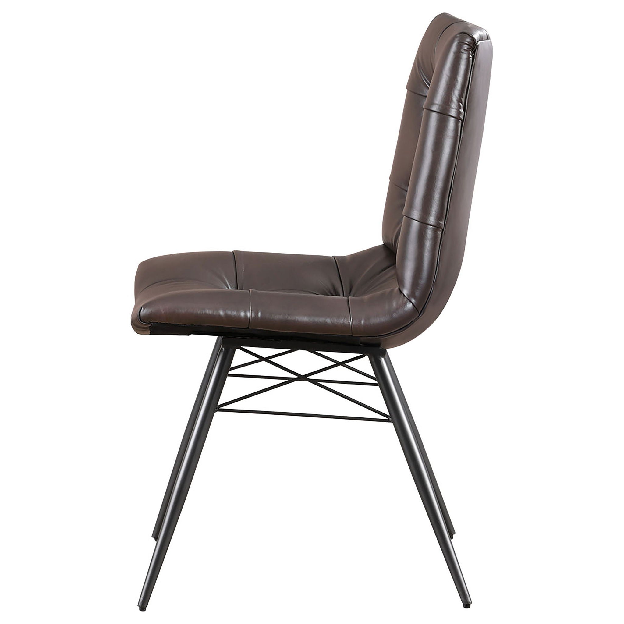 Aiken Faux Leather Upholstered Dining Side Chair Dark Brown (Set of 4)