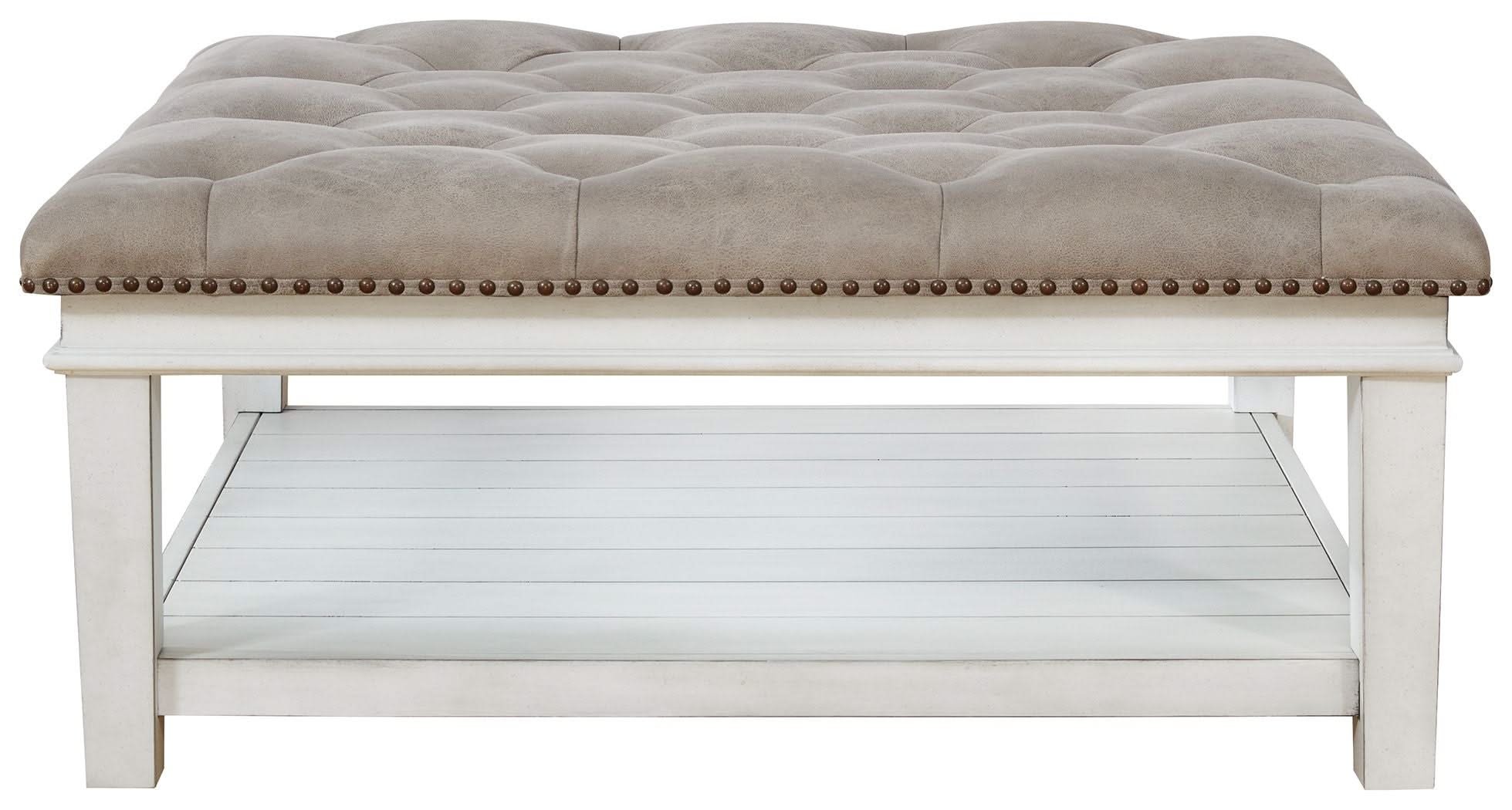 Kanwyn - Uph Ottoman Cocktail Table - Whitewash