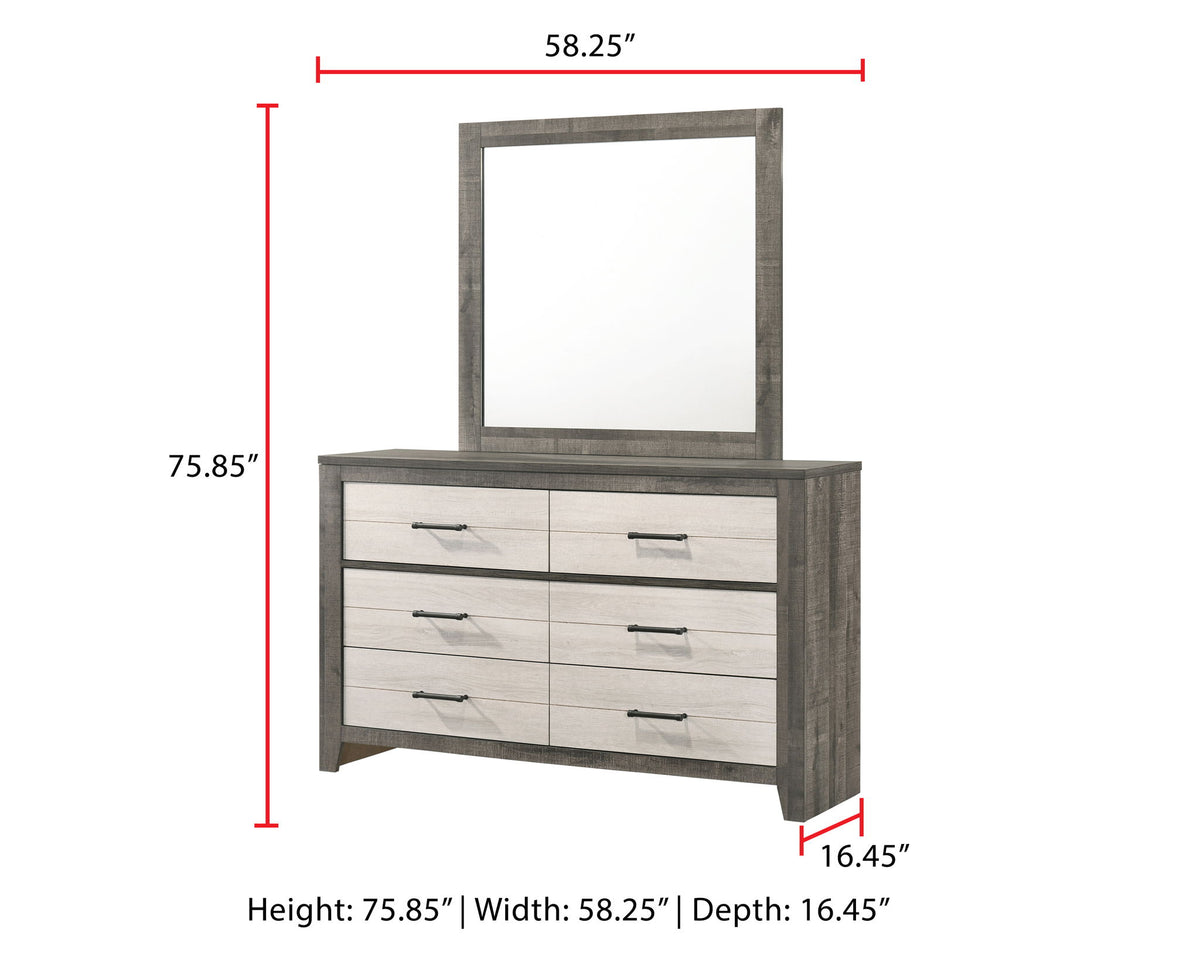 Rhett - Queen 5 Piece Bedroom Set - Chalk / Gray