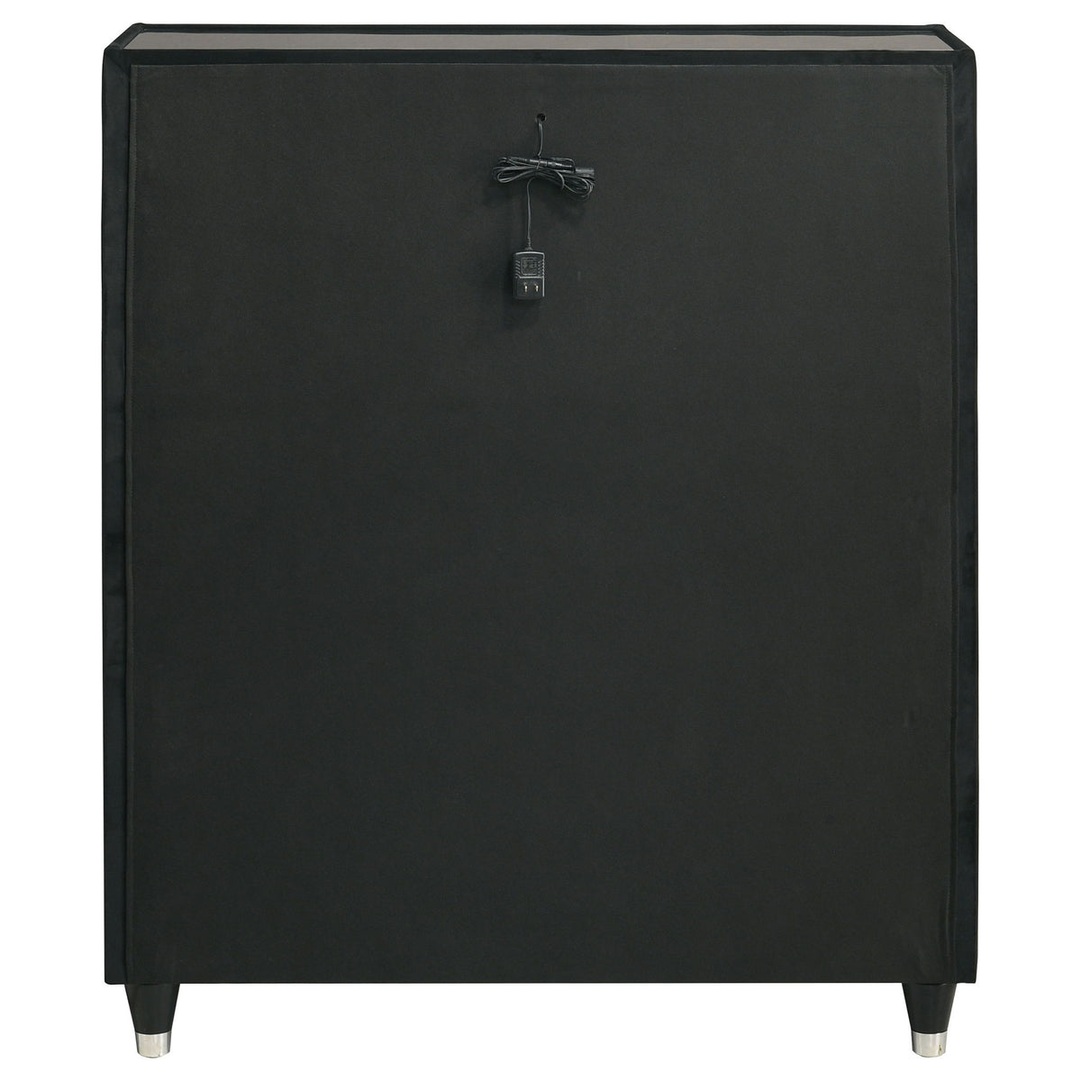 Ravenne 5-drawer Velvet Upholstered LED Chest of Drawers Black