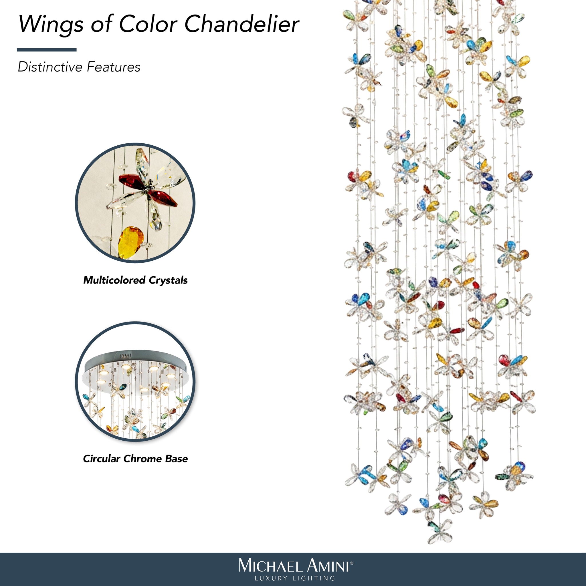 Michael Amini Lighting - Wings Of Color Crystal LED Chandelier - Clear